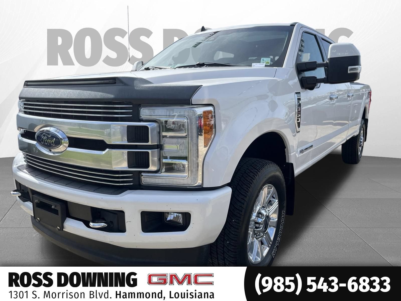 2019 Ford F-350 Limited in White — front three-quarter view