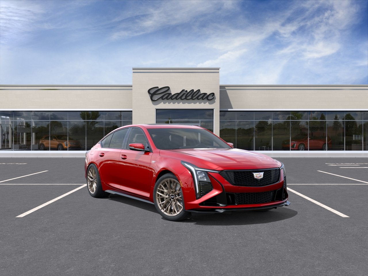 2026 Cadillac CT5-V V-Series Blackwing in Radiant Red Tintcoat — front three-quarter view