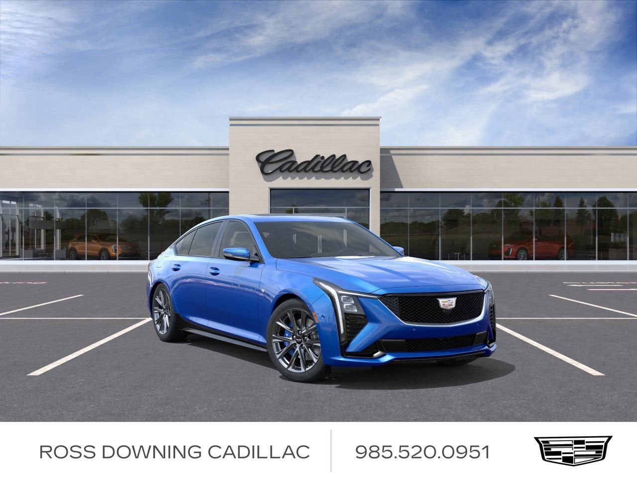 2026 Cadillac CT5 Sport in Coastal Blue Metallic — front three-quarter view