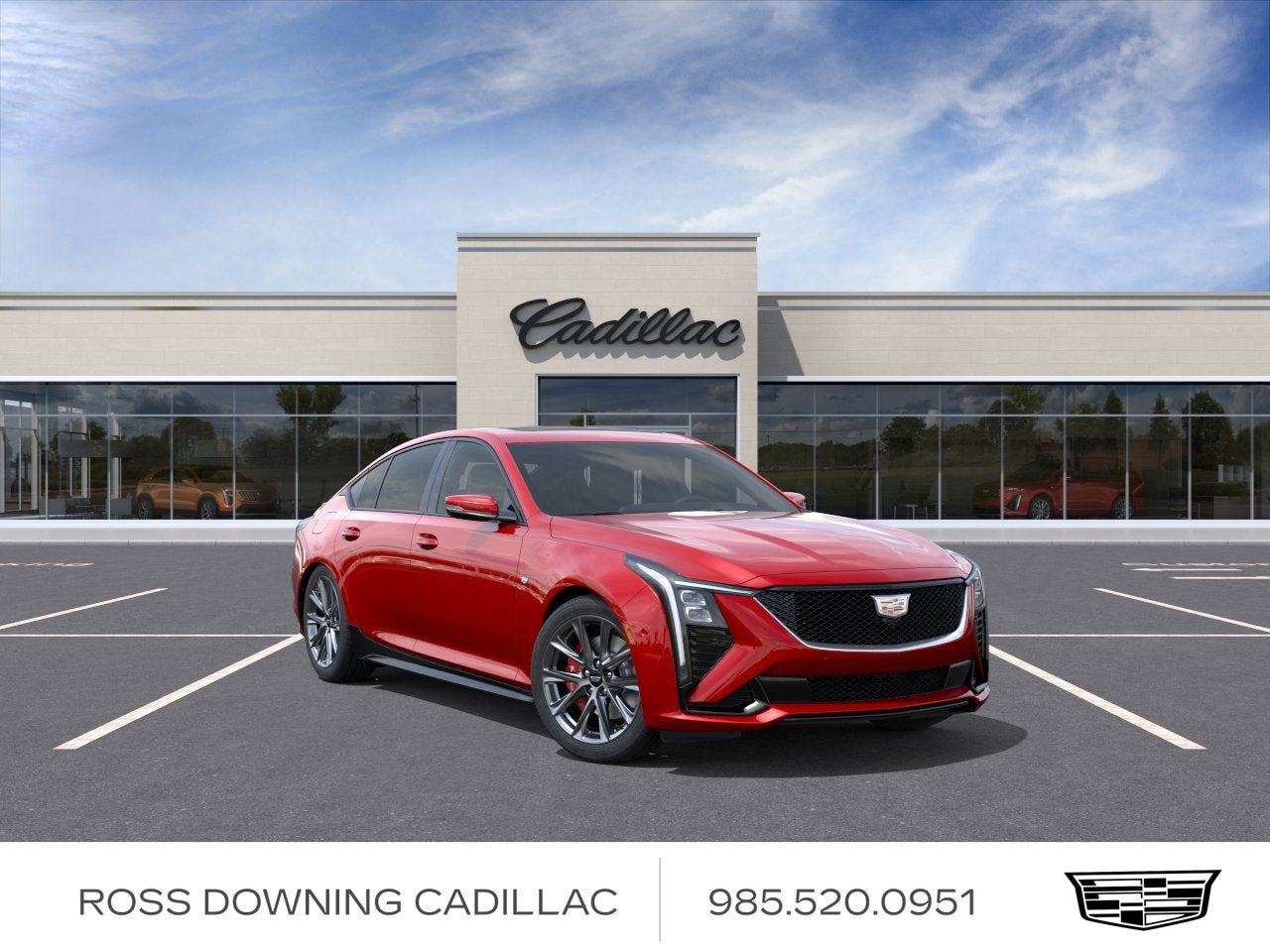 2026 Cadillac CT5 Sport in Radiant Red Tintcoat — front three-quarter view