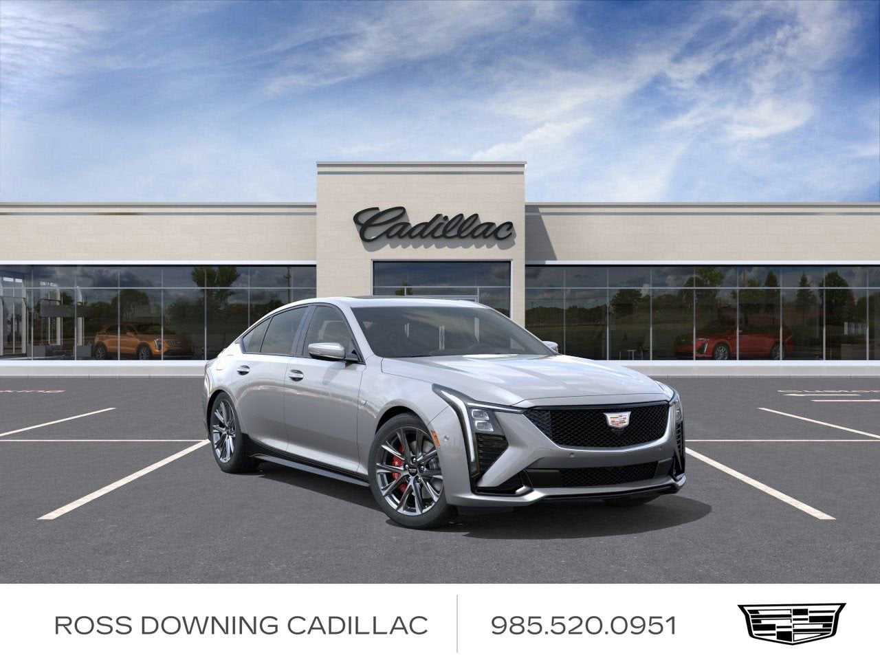 2026 Cadillac CT5 Sport in Argent Silver Metallic — front three-quarter view