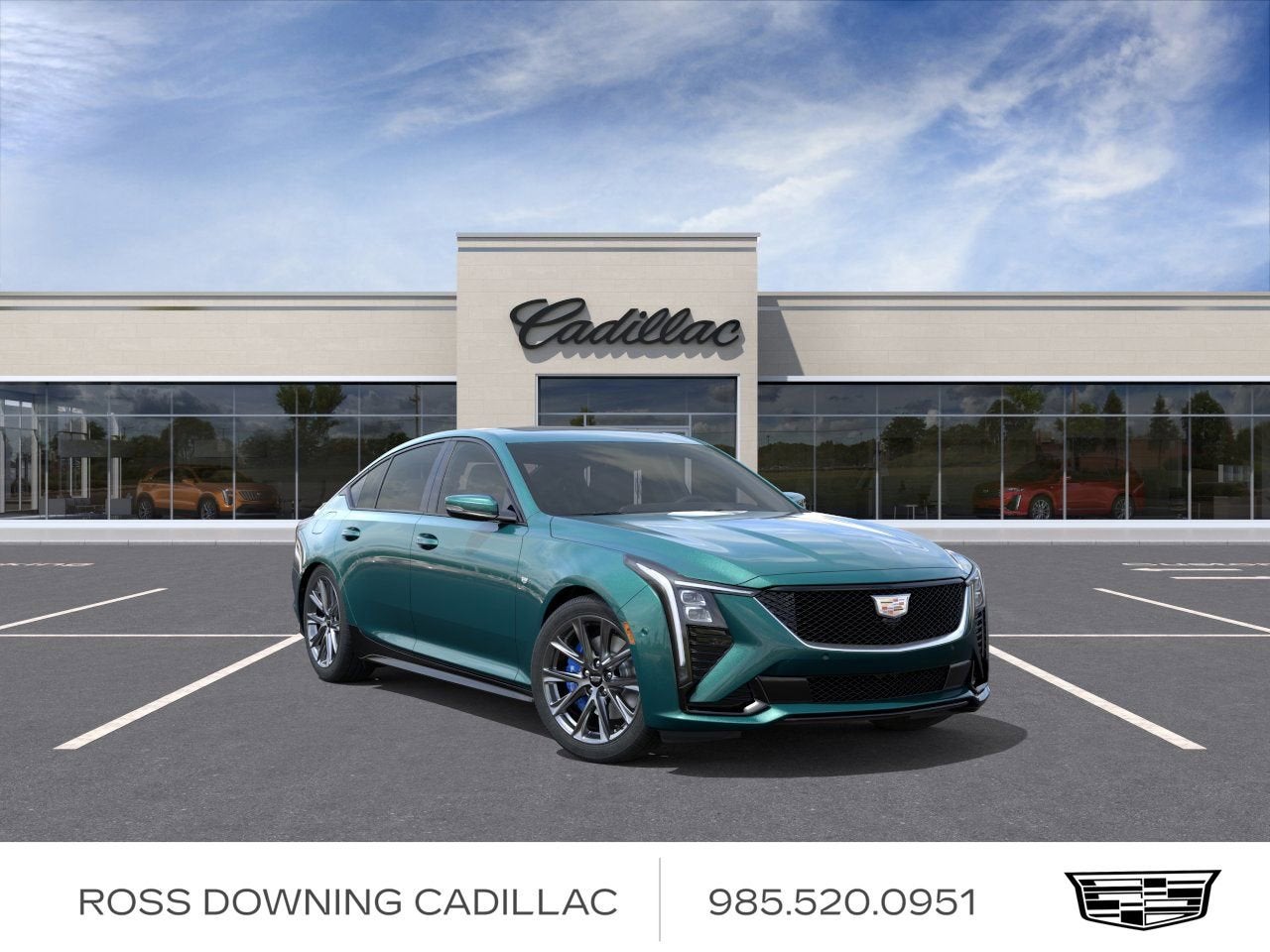 2026 Cadillac CT5 Sport in Typhoon Metallic — front three-quarter view