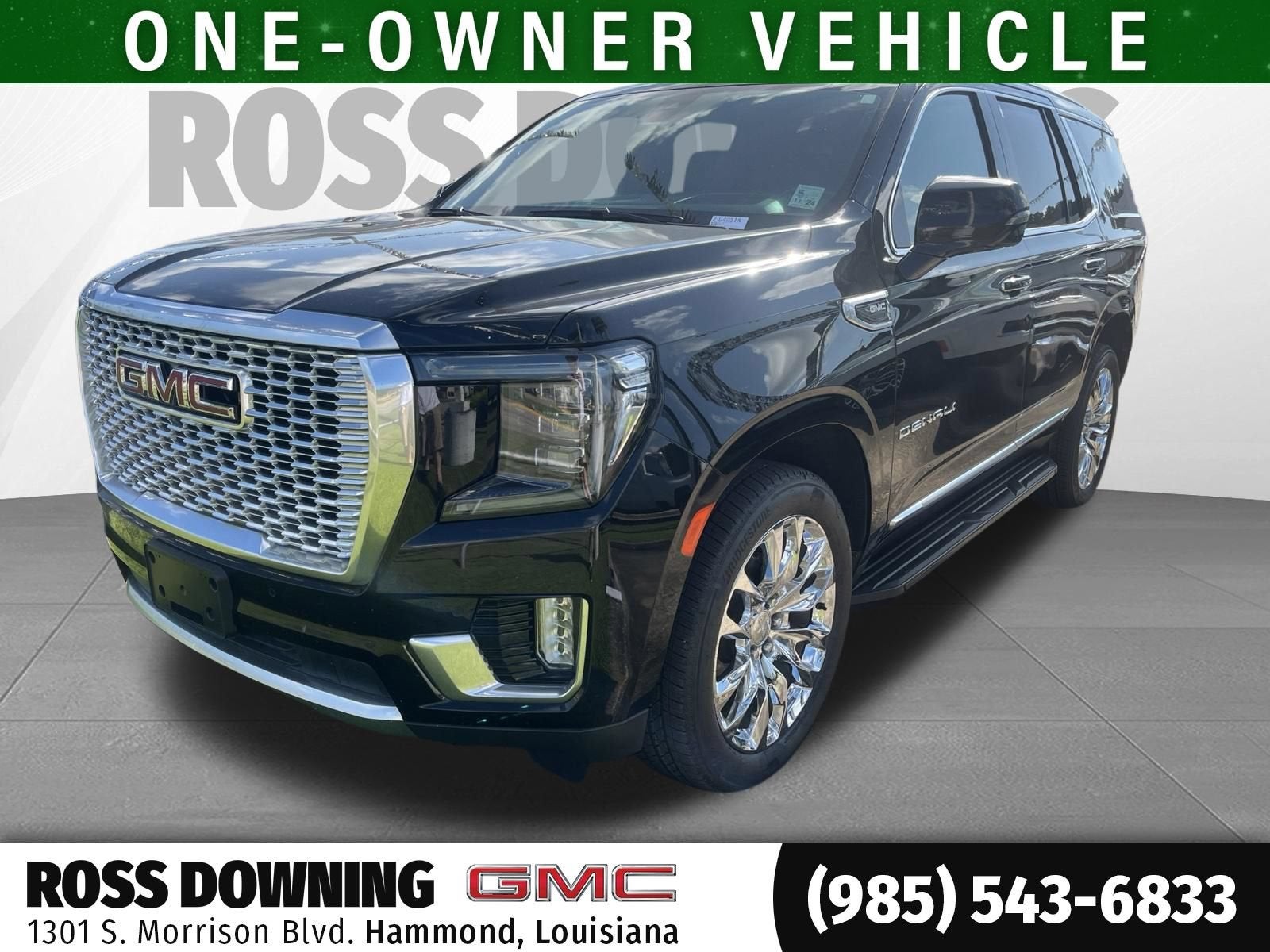 2021 GMC Yukon Denali in Onyx Black — front three-quarter view