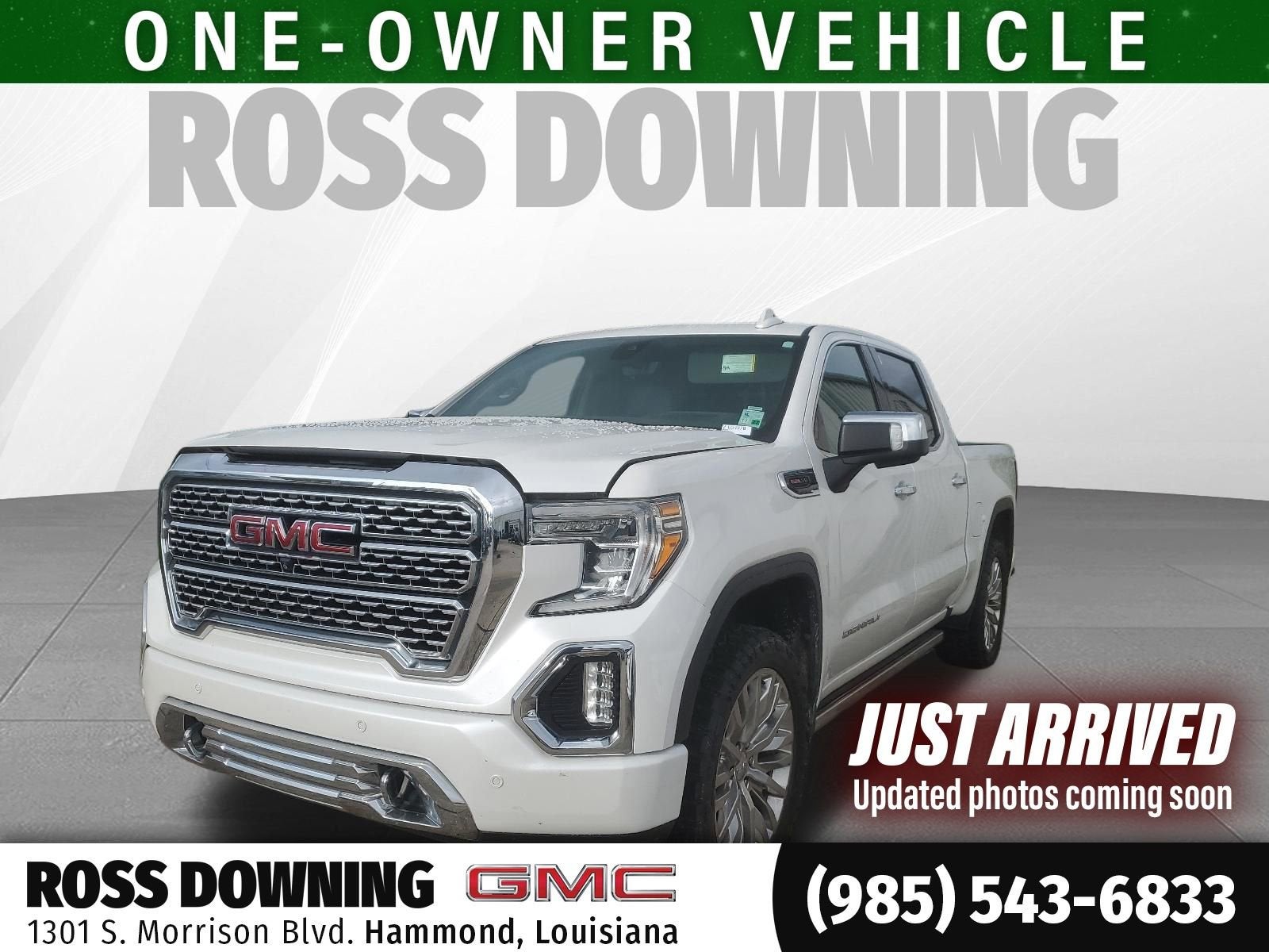 2019 GMC Sierra 1500 Denali in White Frost Tricoat — front three-quarter view