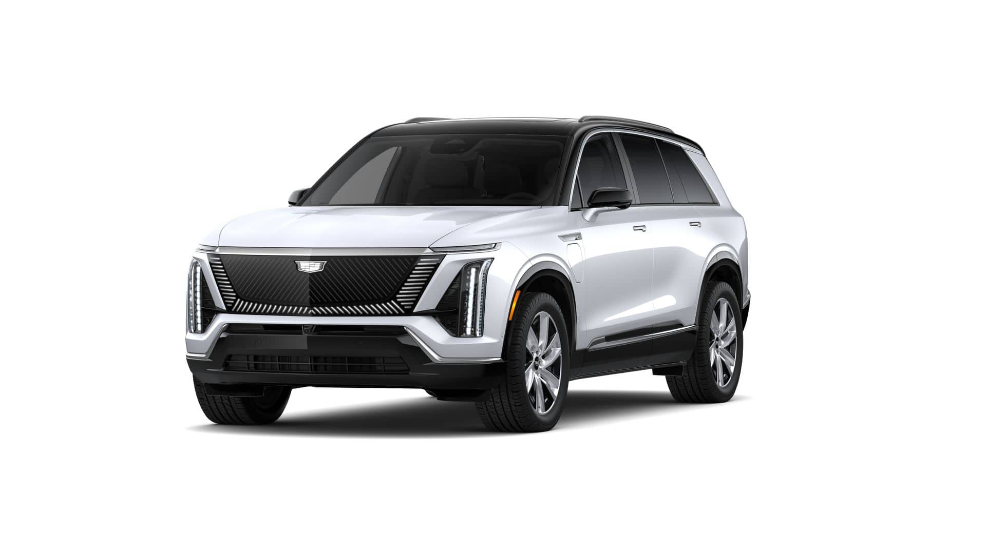 2027 Cadillac VISTIQ Luxury in Vibrant White Tricoat — front three-quarter view