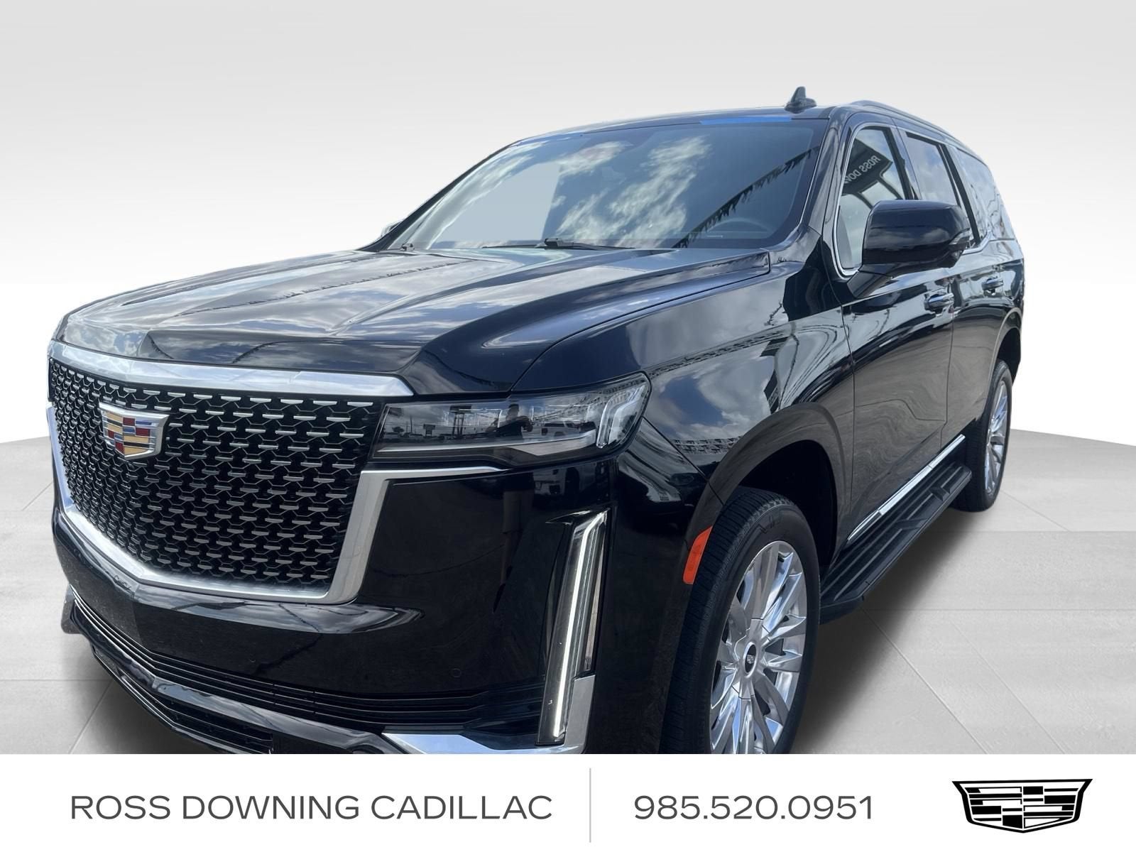 2023 Cadillac Escalade Premium Luxury in Black Raven — front three-quarter view