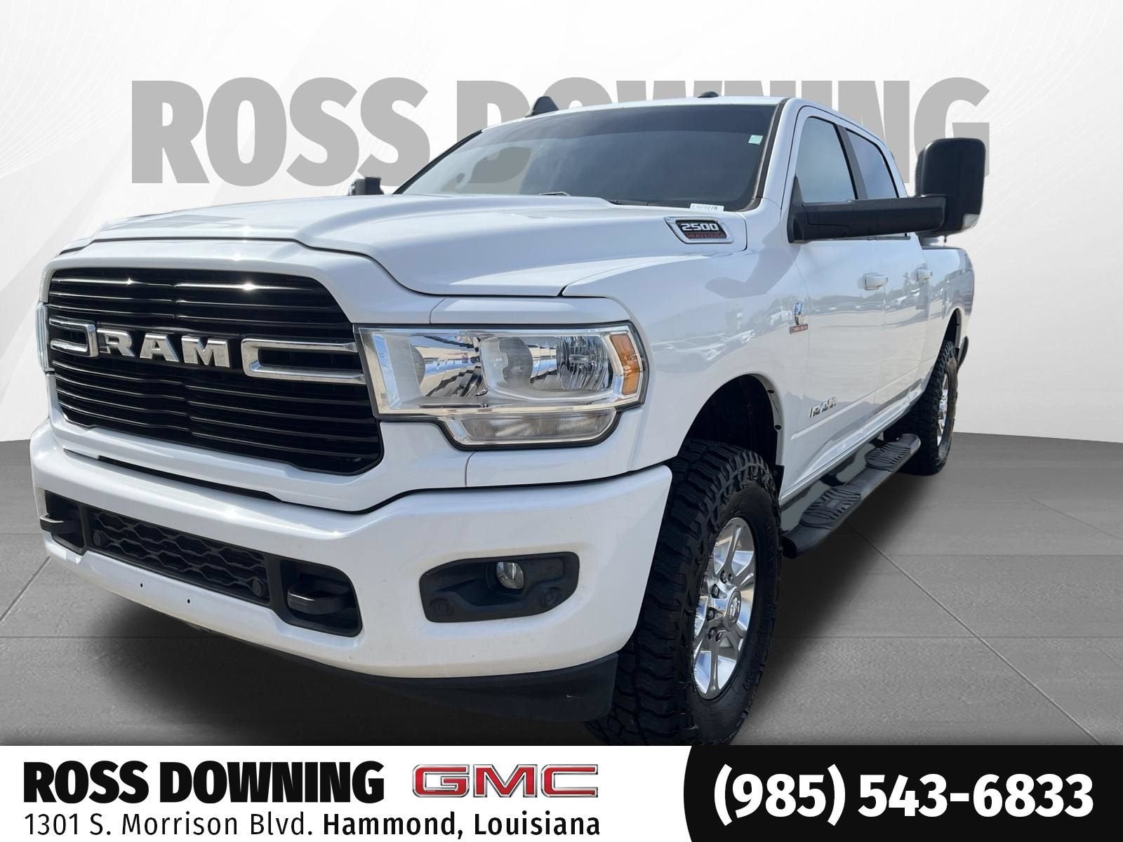 2019 RAM 2500 Big Horn Crew Cab 4x2 6'4" Box in White — front three-quarter view
