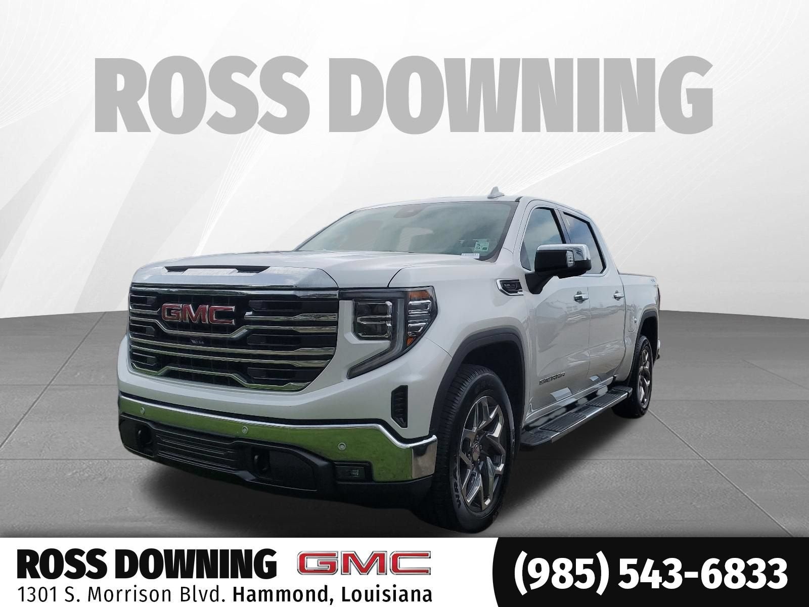 2025 GMC Sierra 1500 SLT in White Frost Tricoat — front three-quarter view