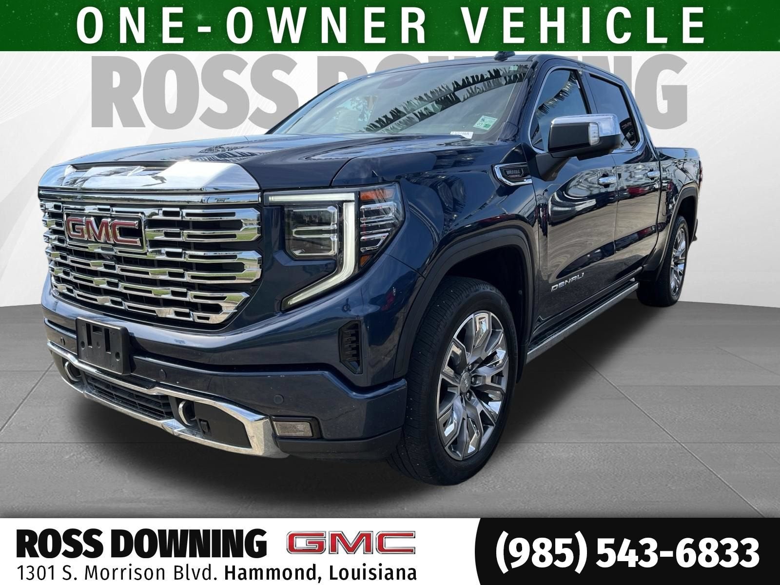 2023 GMC Sierra 1500 Denali in Pacific Blue Metallic — front three-quarter view